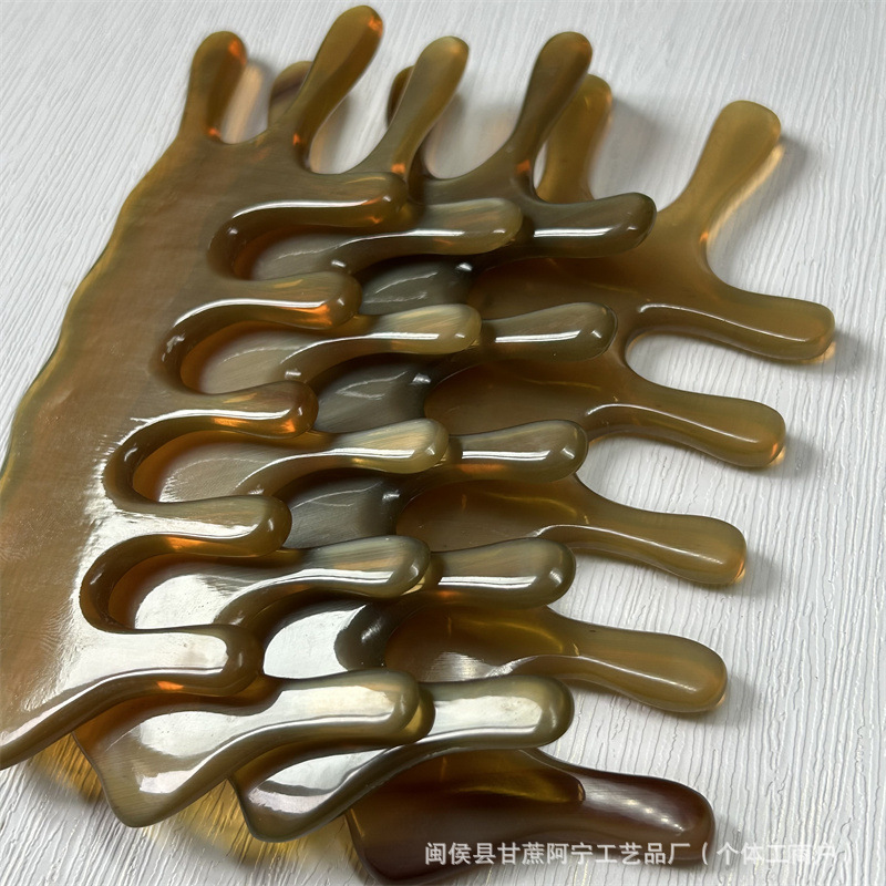 Horn Comb Scalp Massage Comb 5 Teeth Meridian Gua Sha Head Massager 10-15CM quality and texture