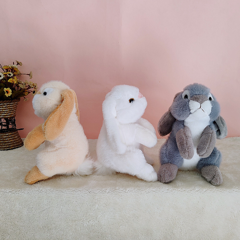 Muñeca de conejo animal de simulación transfronteriza, juguete de peluche de conejo de orejas caídas, muñeca de conejo para niños, regalo de cumpleaños al por mayor