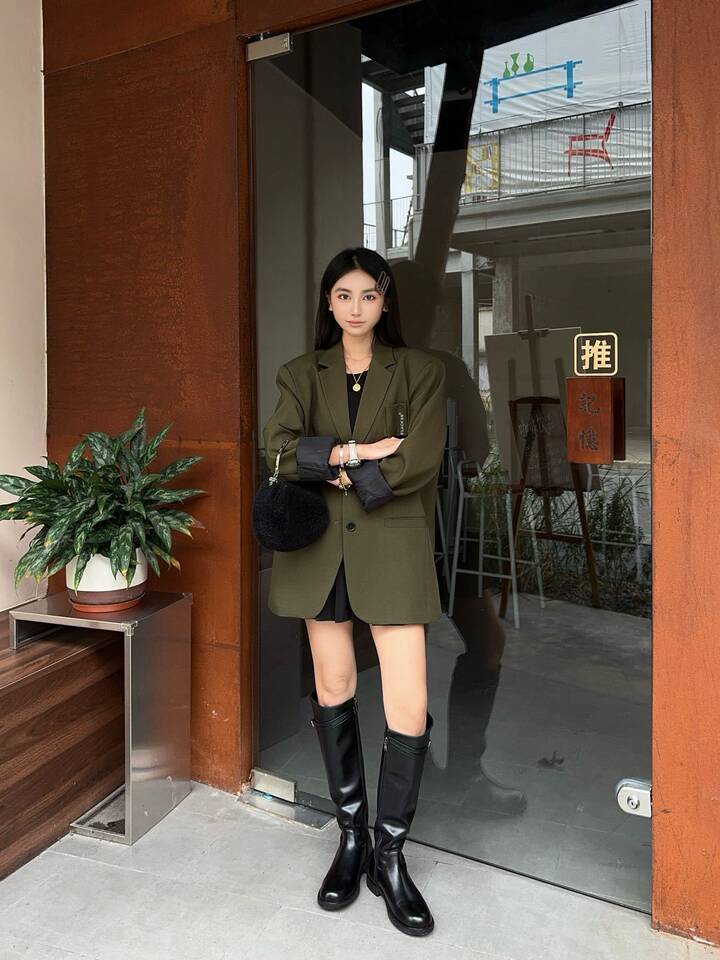 Bốt cao cổ nữ da cừu phong cách Anh quốc, đế dày tôn dáng, gót siêu cao trên 8 cm — Màu đen [cộng với nhung], đen chi tiết 15