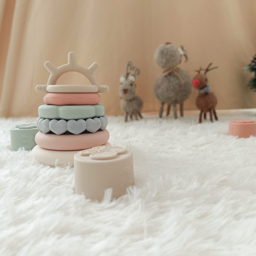  New Children’s Enlightenment Jenga Moon Sun Creative Jenga Food Grade Silicone Stacking Ring