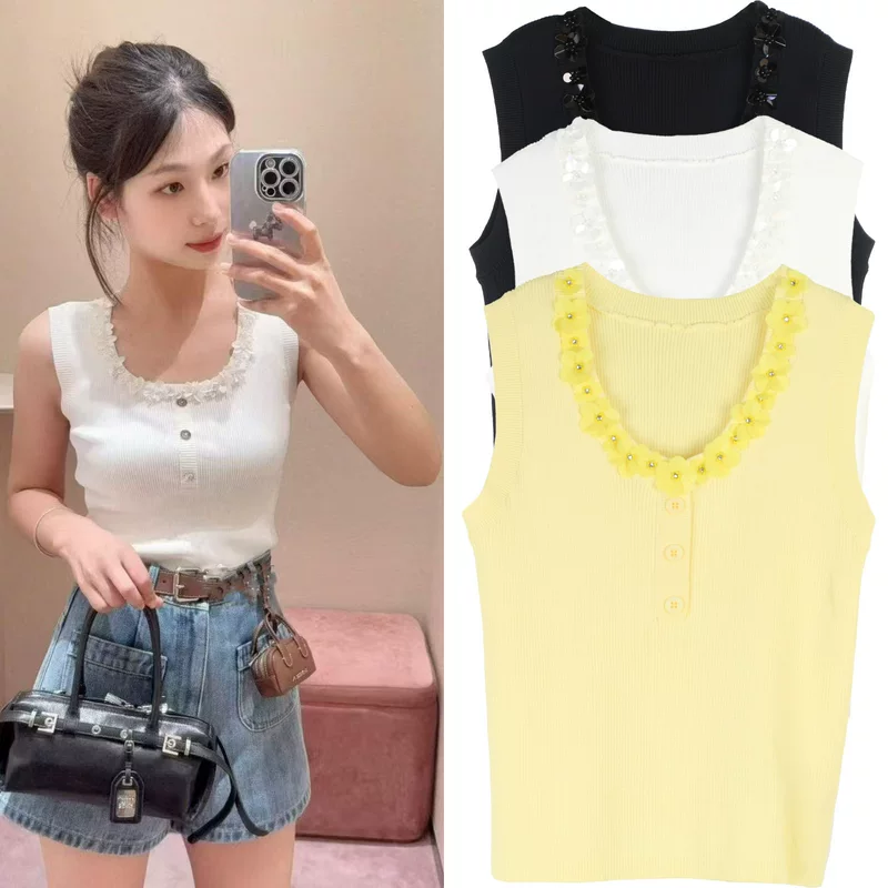 Sexy knitted summer vest sleevless, thin sweater, city style