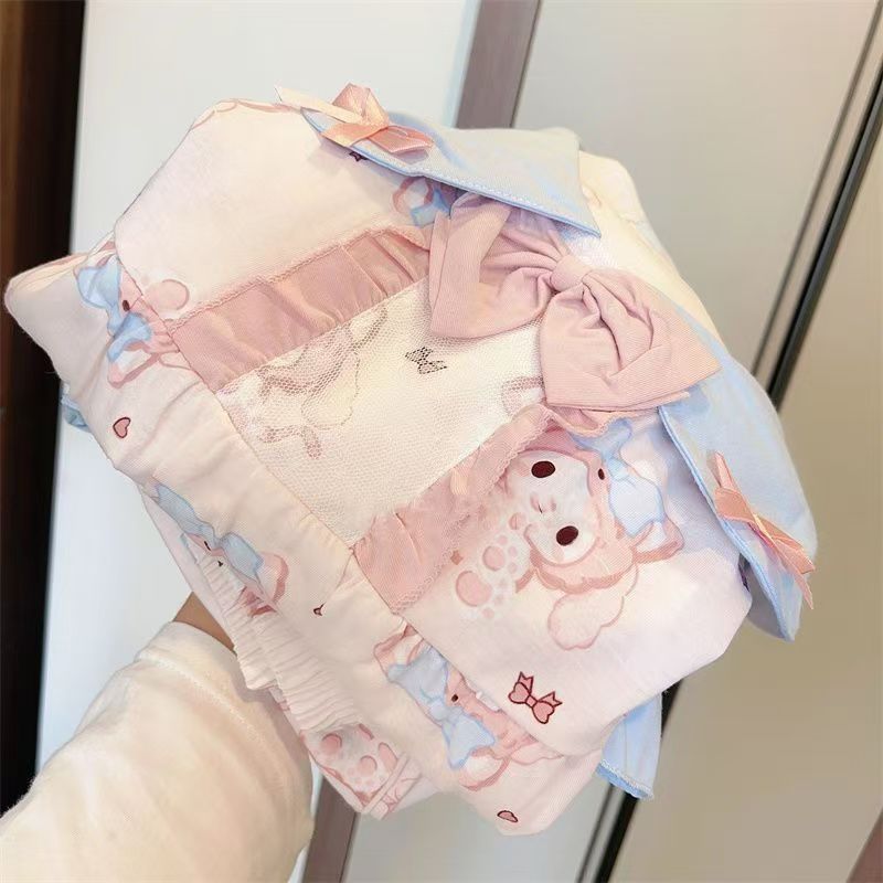 女性用の新しい夏のパジャマ、メロディーレース半袖ショーツ、日本製漫画学生ホームウェアスーツ、アウターウェア|undefined