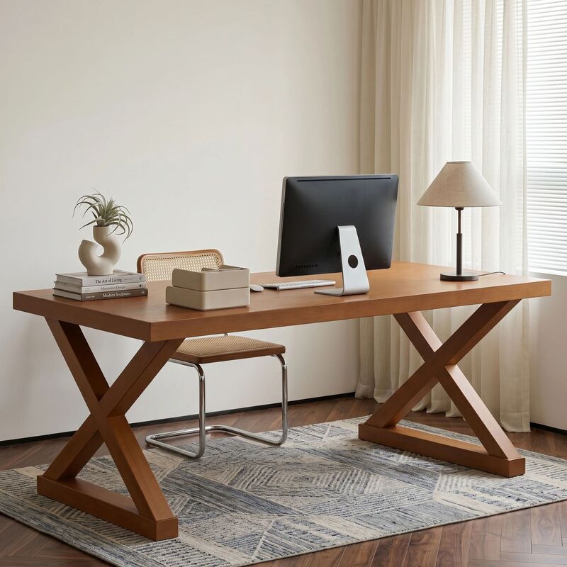 Solid Wood Desk for Home Use in Bedroom, Living Room, Small Apartment, Computer Desk, Rectangular Large Table, Study Desk and Chair Set