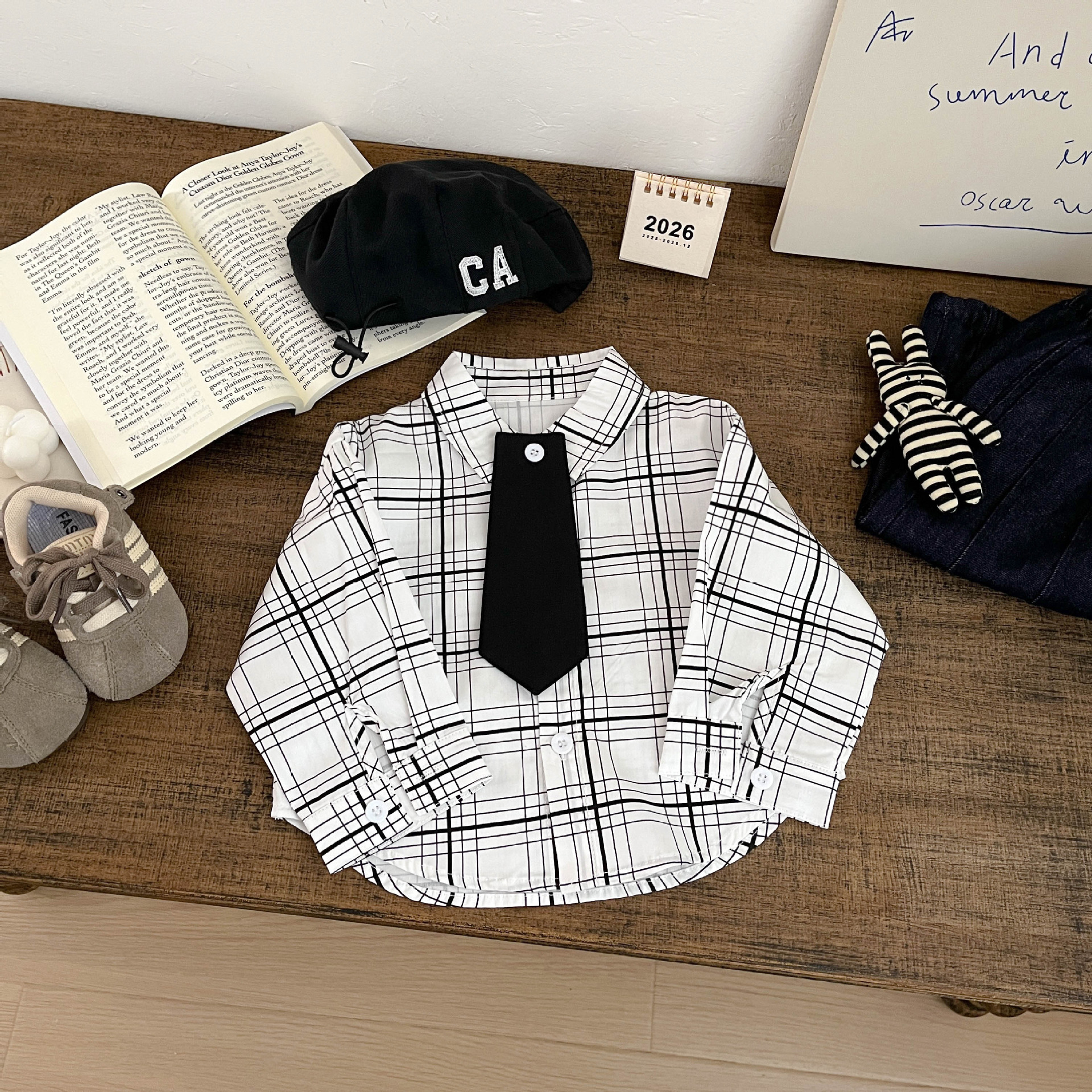 Camisas guapos para bebés coreanos primavera nueva moda cool niño camisa a cuadros de aire extranjero vestido de otoño ropa infantil