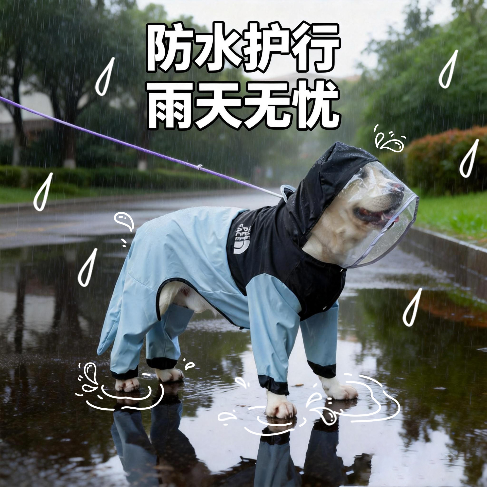 Capa de lluvia general para perros grandes cuatro patas impermeable a prueba de lluvia todo incluido ropa para perros de tamaño medio y grande ropa para mascotas
