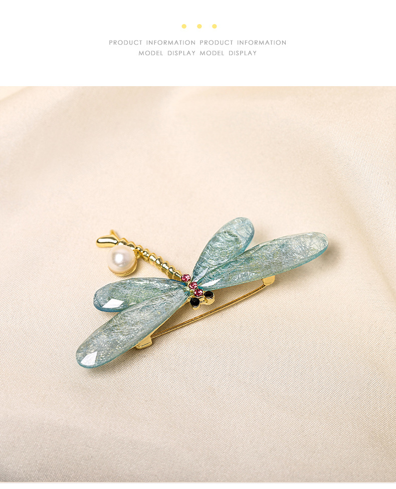 Freshwater pearl temperament fashion corsage new blue dragonfly elegant brooch fixed clothes to prevent exposure_voghion.com