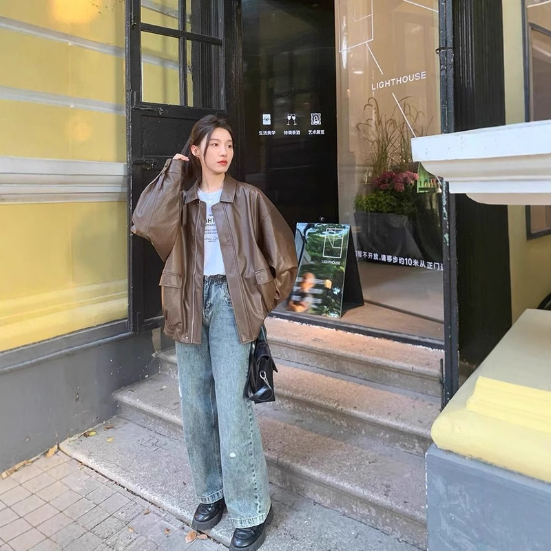 高级感皮衣外套女2025秋冬新款休闲宽松廓形酷帅机车皮夹克外套女|undefined