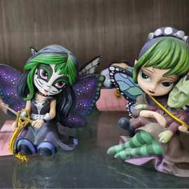 源头厂家定制树脂工艺品摆件贸易天使女孩圣诞节手办公仔定做加工
