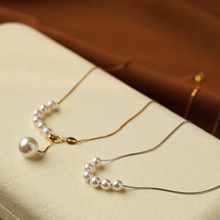 链子925纯银 微笑流苏珍珠锁骨链气质简约时尚ins风小众项链女