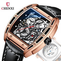 Chenxi wine barrel fully automatic mechanical men's watch cross-border foreign trade fashion business manufacturer hollow mechanical watch men