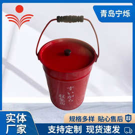 多口径印刷手提圆形消火桶灭火用开口带盖镀锌小冰桶水桶出口日本