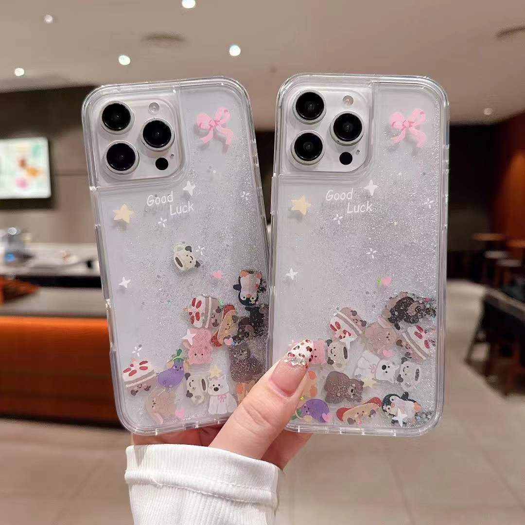 Dibujos animados arenas movedizas pequeños animales Apple 15/16Pro personalidad teléfono celular carcasa 14pormax nuevo 16PM niñas