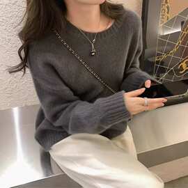 秋冬韩版羊绒衫女宽松慵懒温柔风毛衣软糯百搭套头针织羊毛打底衫