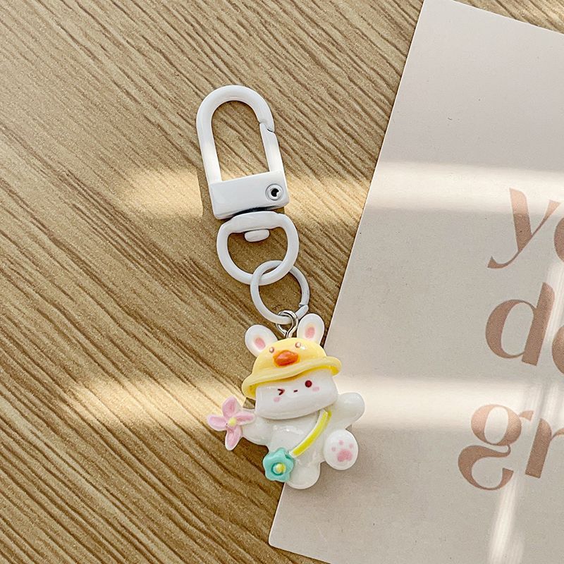 Luna conejo dulces dulces con flores rosquillo joyas de resina bolsos DIY bolsos colgantes llaveros amigos regalos