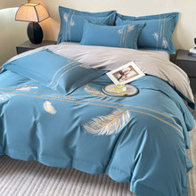 长绒棉磨毛刺绣四件套定制秋冬绒毛保暖家具四件套柔软顺滑四件套