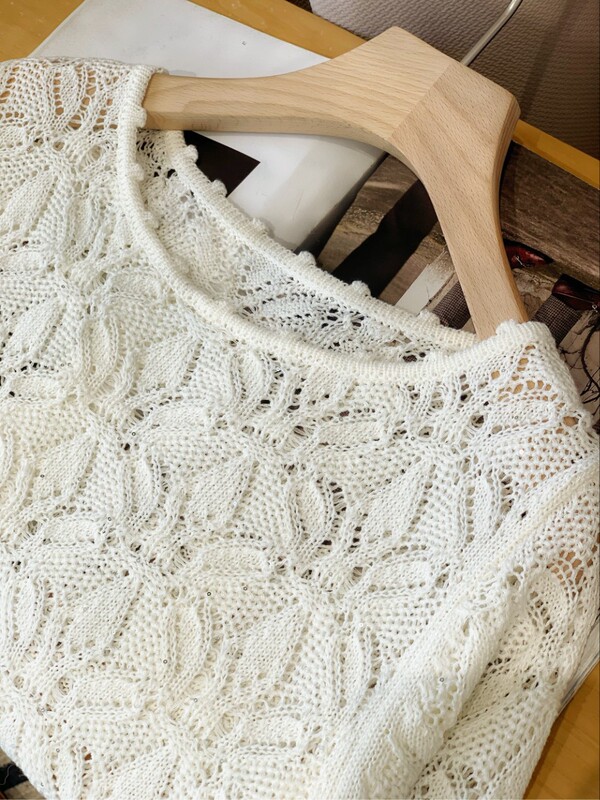 So Beautiful!~Lao P!~Only Available through Channels!!~2026 Spring New Style Sequin Yarn Jacquard Hollow-Out Loose Knit Sweater