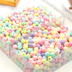8mm亞克力彩色ab鍍彩圓珠散珠diy手機鏈配件手鍊首飾串珠材料
