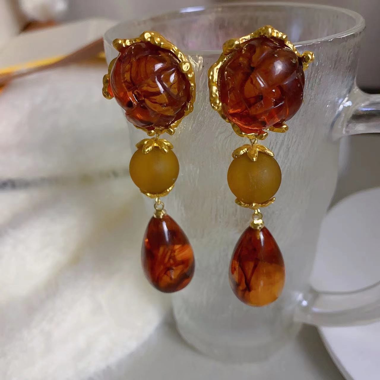 1 Pair Sweet Water Droplets Resin Plating Womenu0027S Drop Earrings