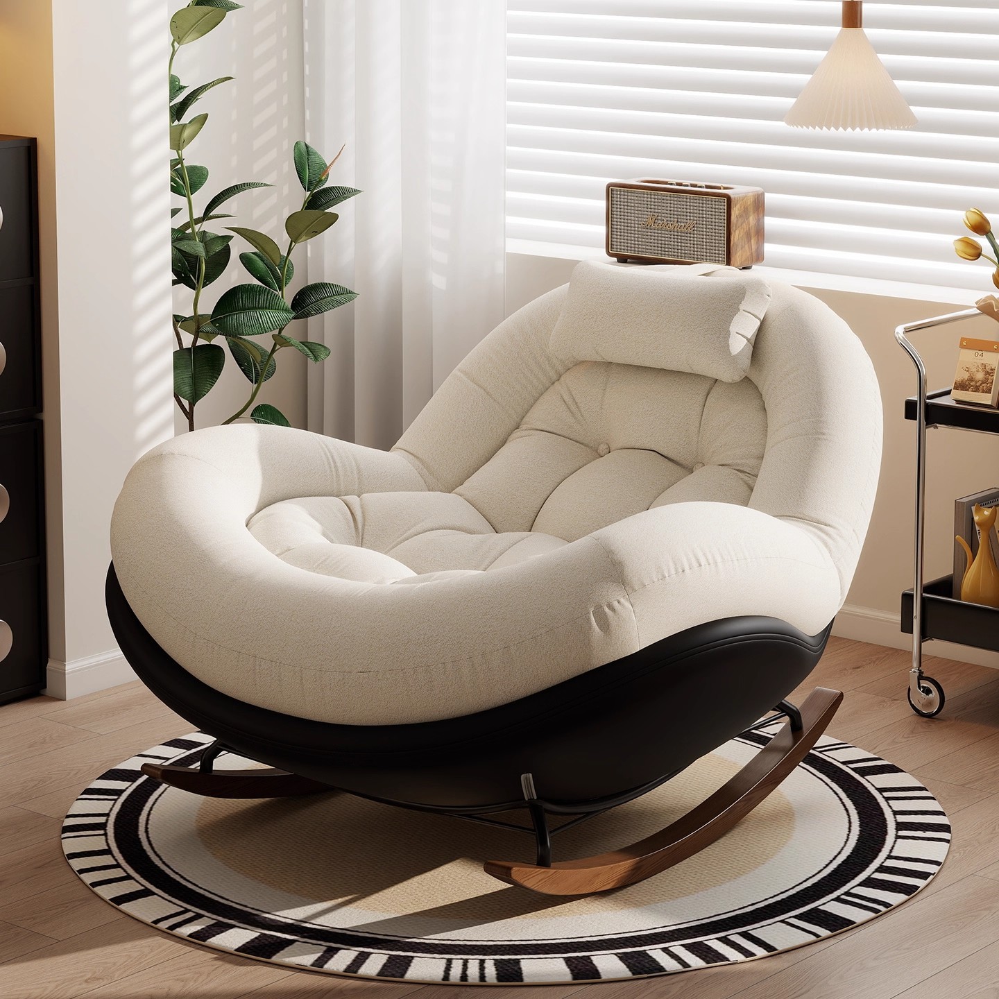 Retro Rocking Chair Adult Lounge Chair Home Balcony Leisure Single Living Room 2025 New Lazy Rocking Chair Sofa Chair