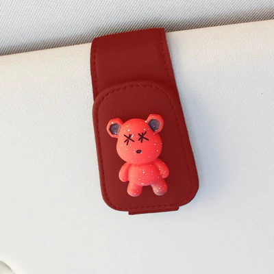 car sun visor storage | Car Glasses Clip/Bill Clip - red-red-bear