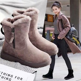 2024 winter new thick velvet snow boots women's cold warm shoes fleece-lined thick non-slip cotton shoes autumn and winter