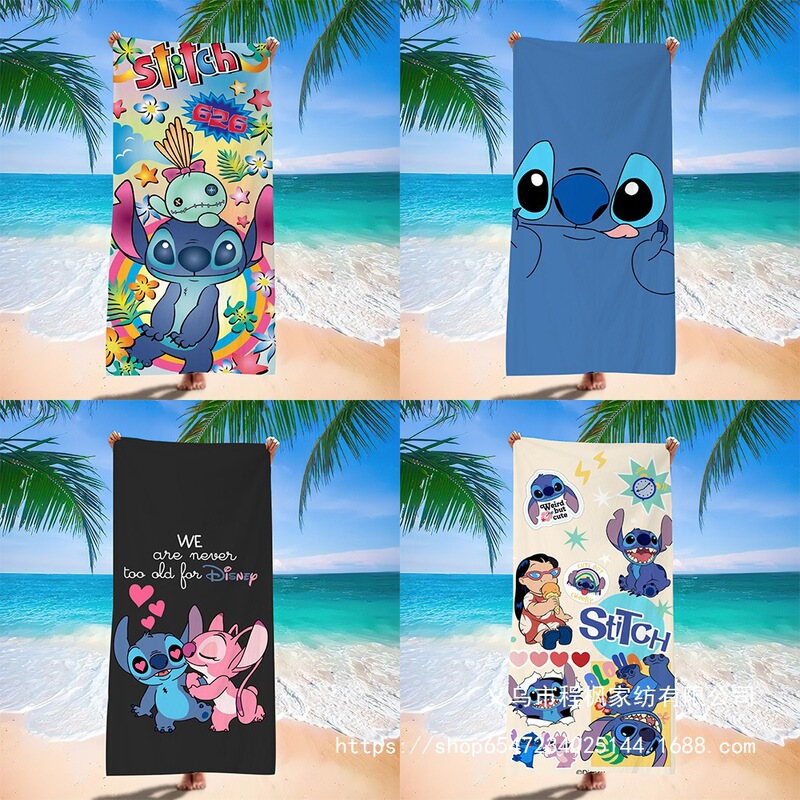 European and American Cross-Border Stitch Beach Towel Microfiber Kidsren's Type a Quick-Drying Bath Towel Quick-Drying Absorbent Large Hair