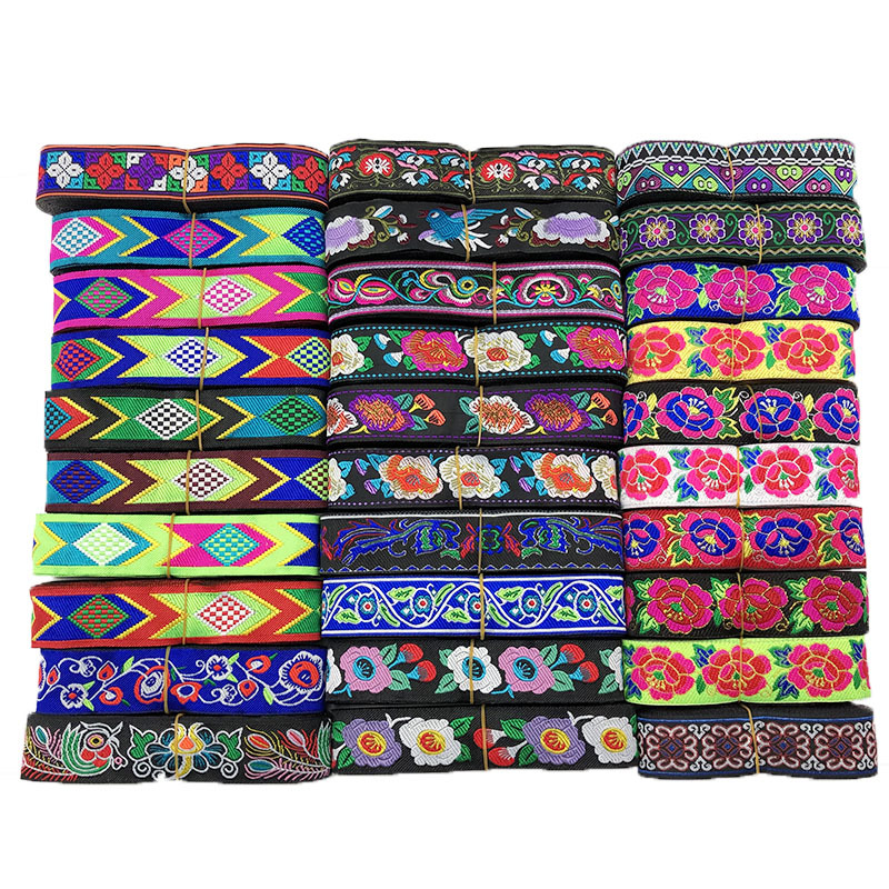 3.3cm民族风织带金色花纹古装花边织带 DIY少数民族服装辅料批发