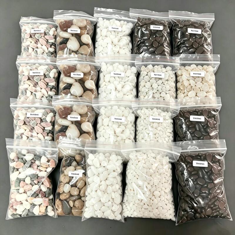 Nanjing Rain Flower Stone Pebbles, Multicolored Black, White, Red, Yellow Stones, Customized Small Packages, Wholesale, Labeling and Box Marking Services
