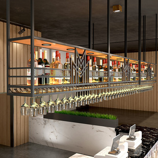 Bar Bar Hanger Industrial Wind Hanging Cabinet Inverted Hanging Hanging Wine Rack Iron Front Desk Goblet Wine Glass Rack