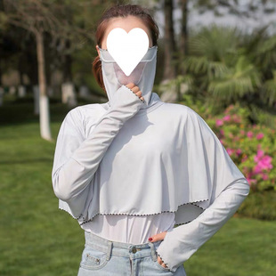 Ice Silk Sun Protection Clothing for Women in Summer, Thin Cycling Anti-Uv Breathable Short Shawl Mask and Neck Protector