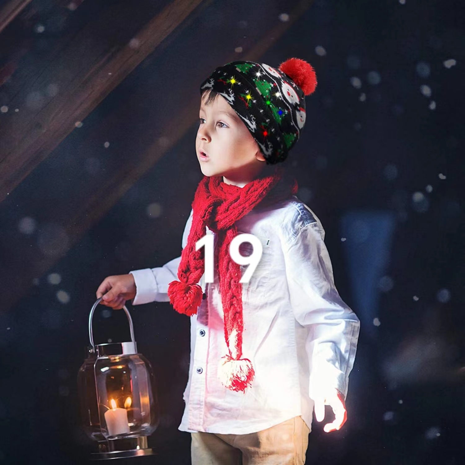 Weihnachtsmütze Garn Acryl Jacquard LED Weihnachtswollmütze Herbst/Winter warme Strick-Weihnachtsmütze_voghion.com