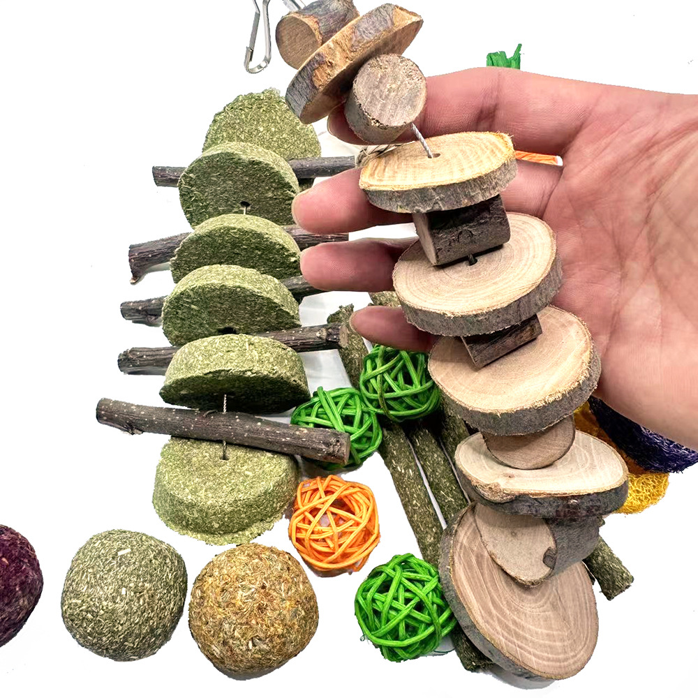 Juego de Juguetes Molares para Mascotas Pequeñas de Madera para Conejos