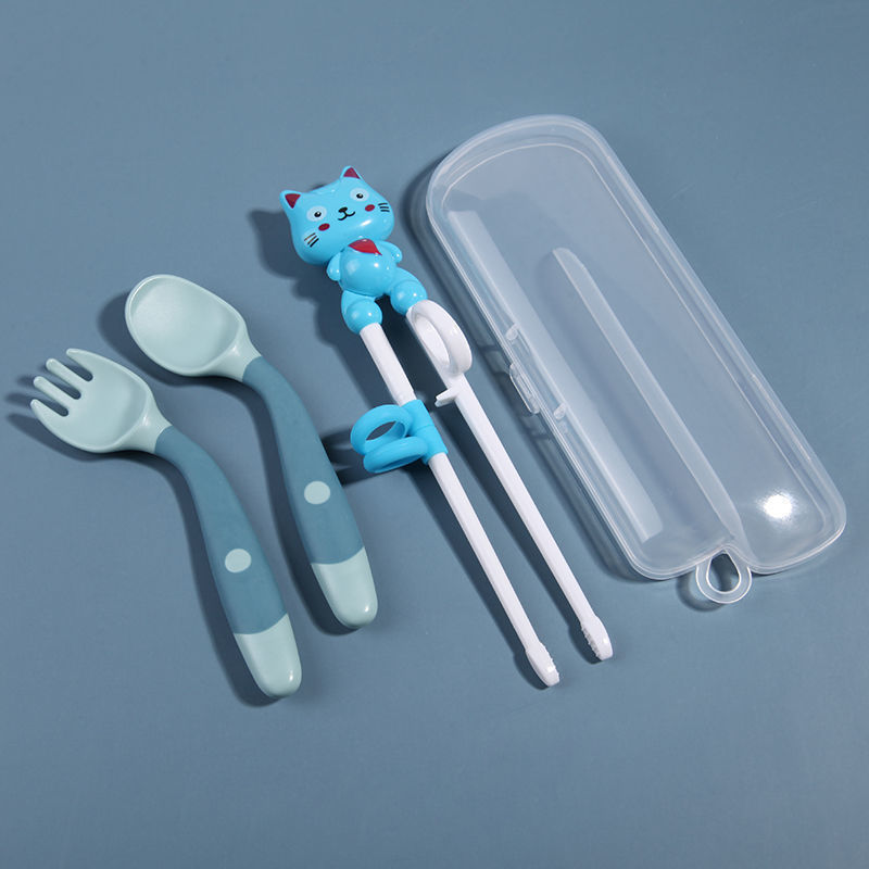 Spoon, fork, storage box, chopsticks for training