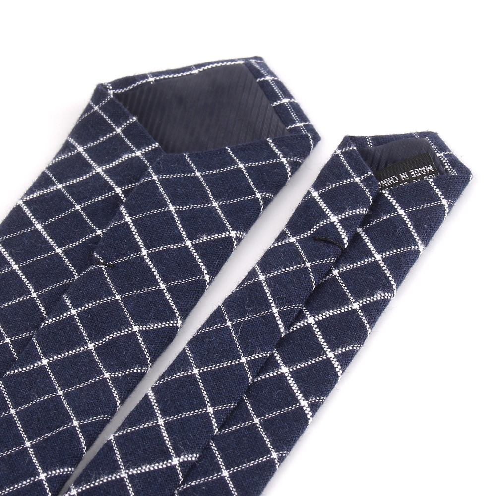Corbata de hombre a cuadros, corbata estrecha de algodón casual_voghion.com