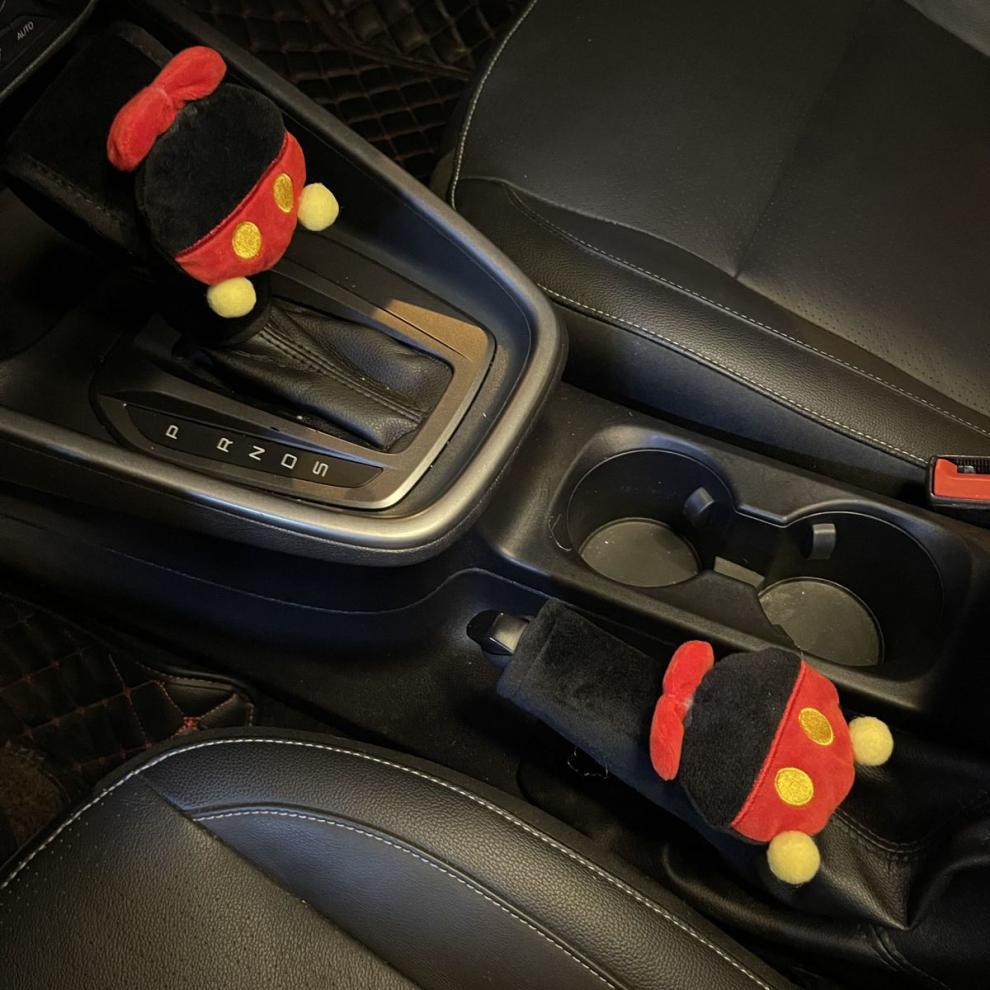Little Dinosaur Car Gear Shift Cover, Gear Lever Protective Cover, Manual and Automatic Gear Cover, Universal Cute Handbrake Cover Set
