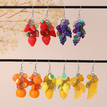 EZ5431跨境欧美新款立体水果草莓吊坠耳环葡萄柠檬耳坠女饰品
