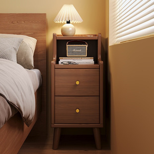 Bedroom Bedside Table Simple Modern Household Ultra-narrow Solid Wood Color Slit Bedside Storage Rack Small Storage Cabinet