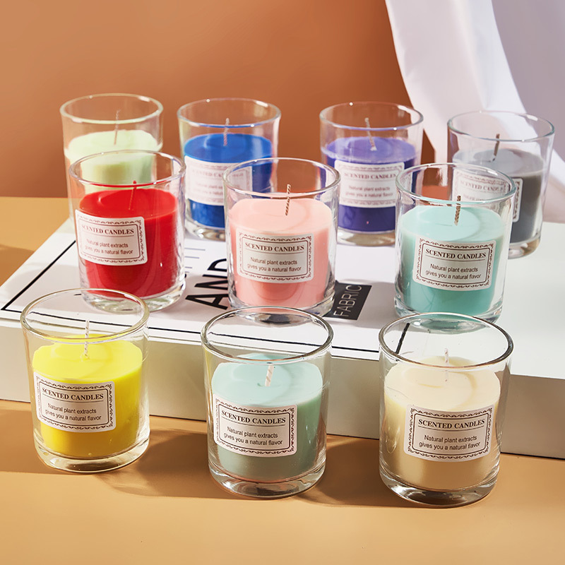 Handmade Colorful Glass Tea Light Candle Wholesale Large Creative European Smokeless Fragrance Candle Cross-border Amazon