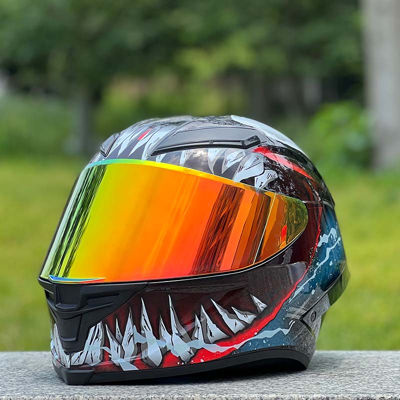 Motorcycle Helmet Personalized Snow House Style with Extended Spoiler