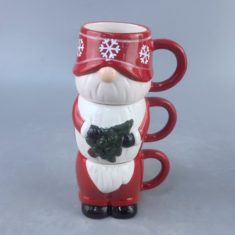 Navidad cerámica plegable taza juego de taza de agua casera taza de marca de taza de niñas con mango de alto valor de cara taza de mousse