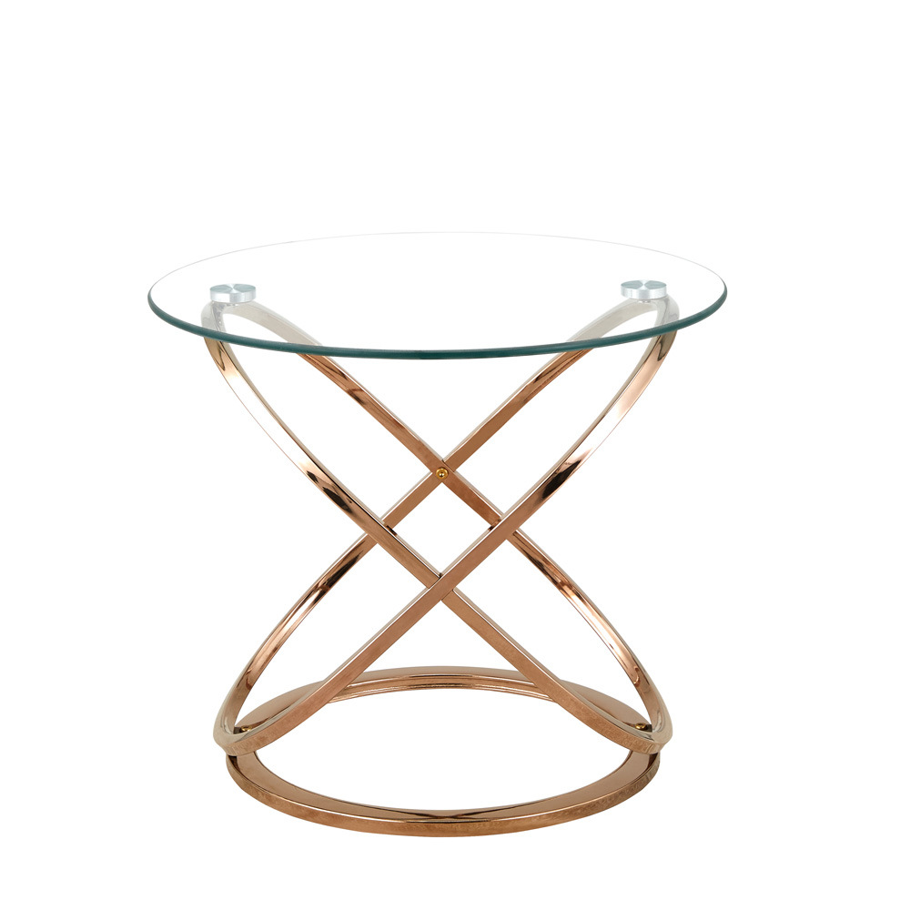 Mesa de té de vidrio temperado, mesa de café de lujo, mesa de café de vidrio moderna y simple.