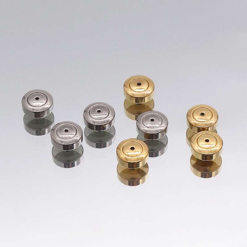 跨境高级款耳钉不锈钢圆形耳塞创意设计内置胶圈耳堵DIY饰品配件