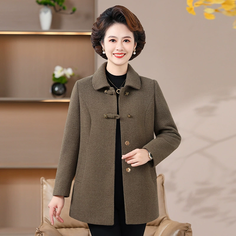 Двухстороннее шерстяное пальто среднего и пожилого возраста