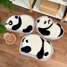 黑白熊猫植绒地垫加厚防滑吸水脚垫卫浴门口地毯垫超细纤维地毯