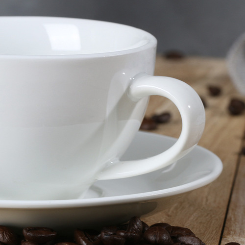RI0T Pure White Ceramic Coffee Cup Set, Simple Home Use Small Cup, Saucer, Spoon Set, European Style Business Commercial Hotel Cups