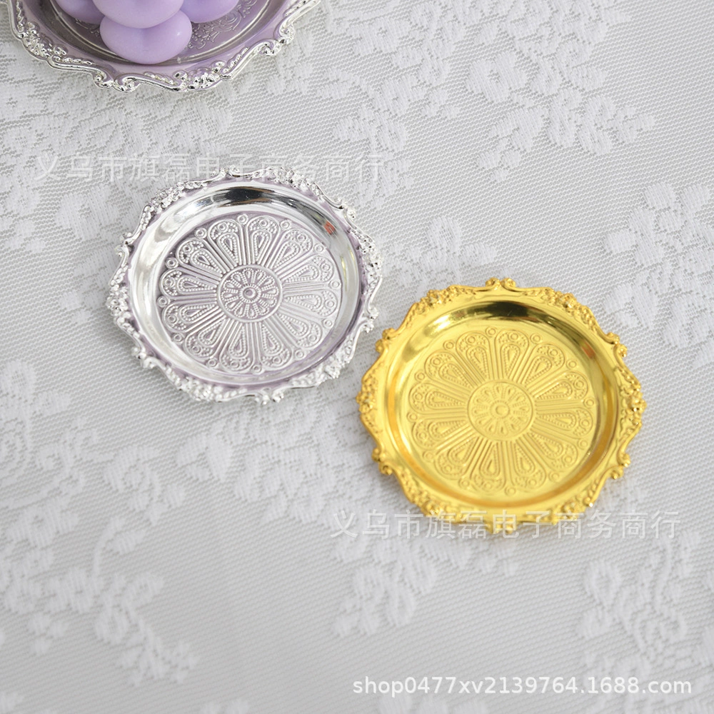 Новая металлическая посеребренная мини-тарелка для закусок, тарелка для закусок, тарелка для сухофруктов, дегустационная тарелка, подставка для тарелок для кексов, роскошная