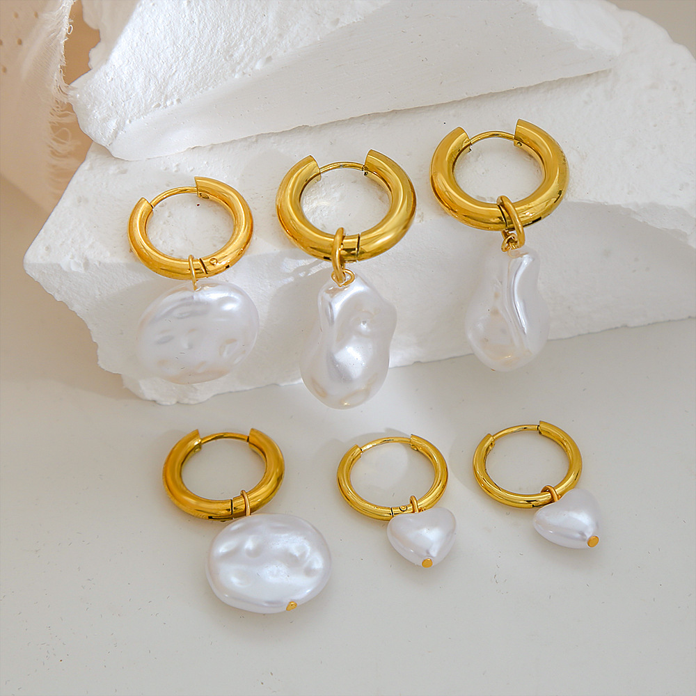Summer fashionable universal earrings pearl stainless steel