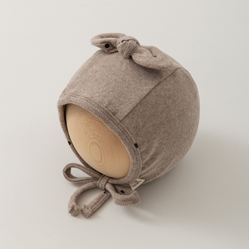 Sombrero para bebés primavera y otoño adorable gorra de lazo para recién nacidos protector de oídos puerta de invierno gorra de cabeza