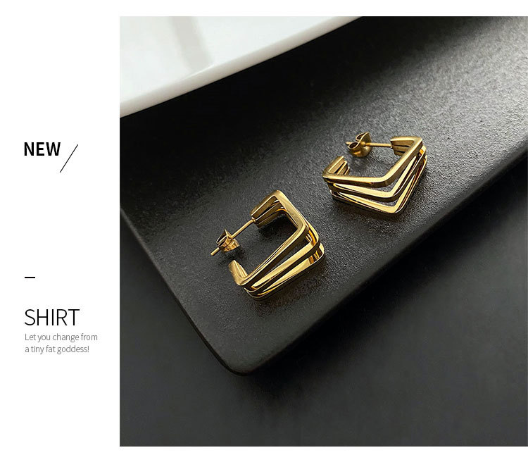 Simple Style Geometric Titanium Steel Irregular Plating Earrings 1 Pair