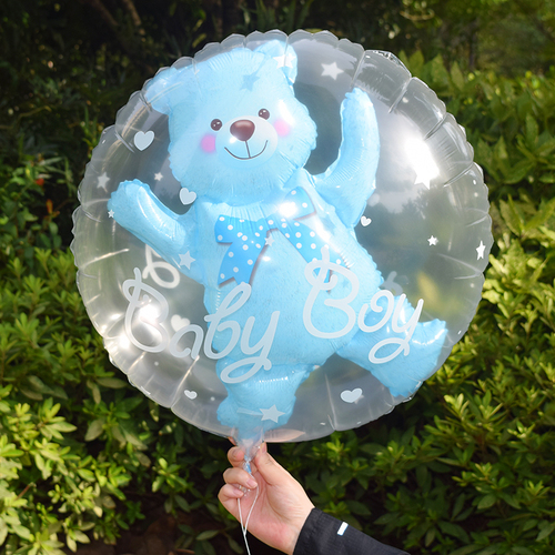 Children's cartoon aluminum film floating balloons filled with helium will fly and send transparent balls to the ground to push birthday toy balloons